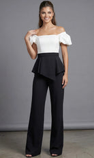 Jovani 46613 - Off Shoulder Puff Sleeve Peplum Pantsuit - view 8