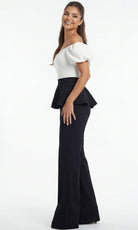 Jovani 46613 - Off Shoulder Puff Sleeve Peplum Pantsuit - view 5