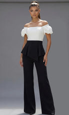 Jovani 46613 - Off Shoulder Puff Sleeve Peplum Pantsuit - view 6