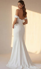 Jovani 46623 - Off Shoulder Crepe Gown with Beaded Applique - view 6