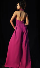 Jovani 46632 - Halter Wide Leg Pleated Jumpsuit - back view