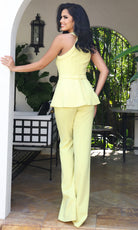 Jovani 46671 - Sleeveless Halter Peplum Pantsuit - back view