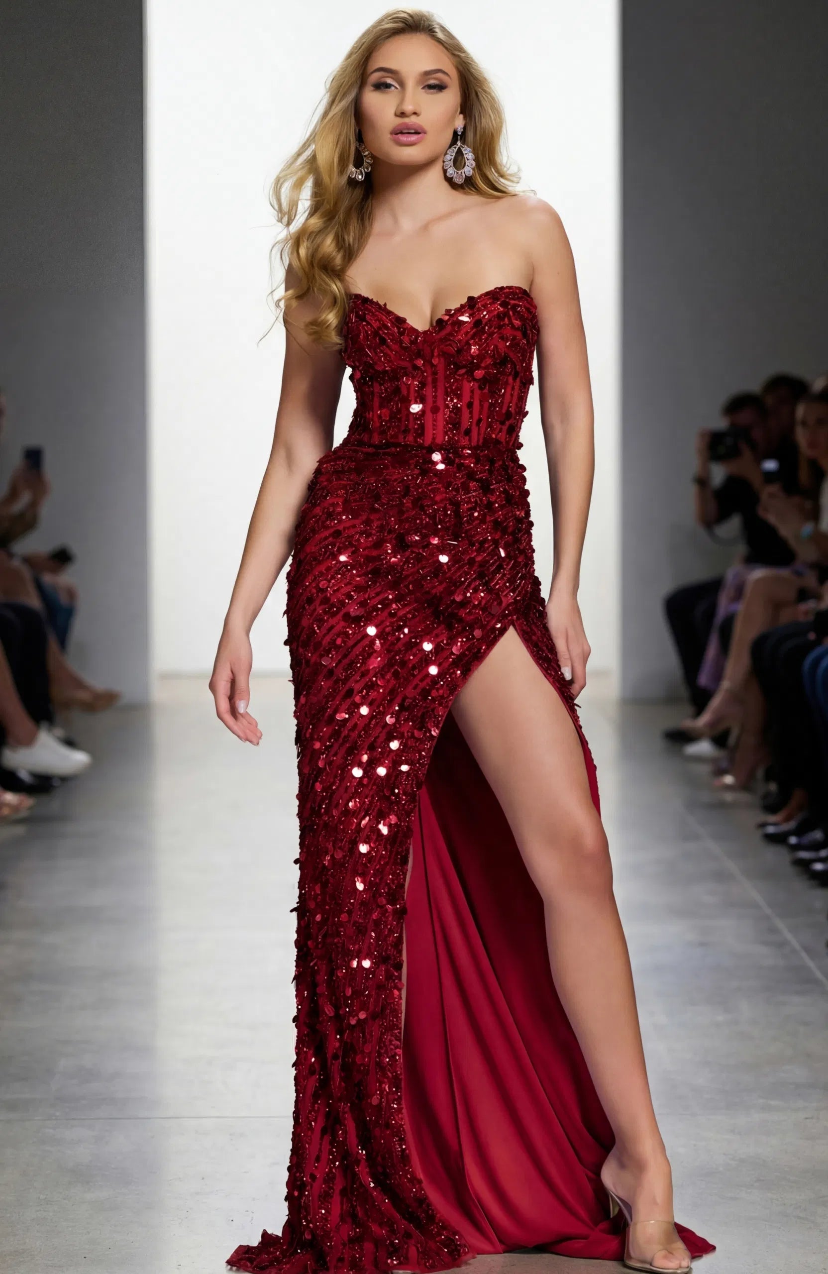 Jovani 46714 - Sequin Embellished Strapless Dress - view 15