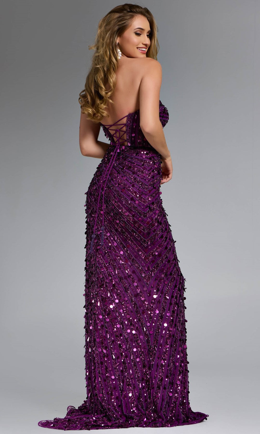 Jovani 46714 - Sequin Embellished Strapless Dress - back view
