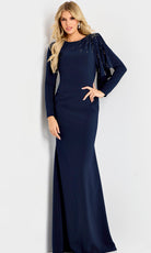 Jovani 46738 - Long Sleeve Bateau Neck Evening Gown - designer mother of the bride dress at Silhouette Dresses