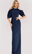 Jovani 46742 - High Neck Evening Gown with Draped Sleeves - designer mother of the bride dress at Silhouette Dresses