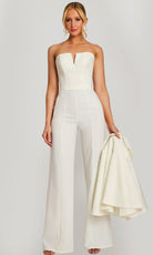 Jovani 46781 - Cropped Cape Jacket Wide Leg Jumpsuit - designer formal jumpsuit at Silhouette Dresses