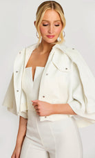 Jovani 46781 - Cropped Cape Jacket Wide Leg Jumpsuit - view 5