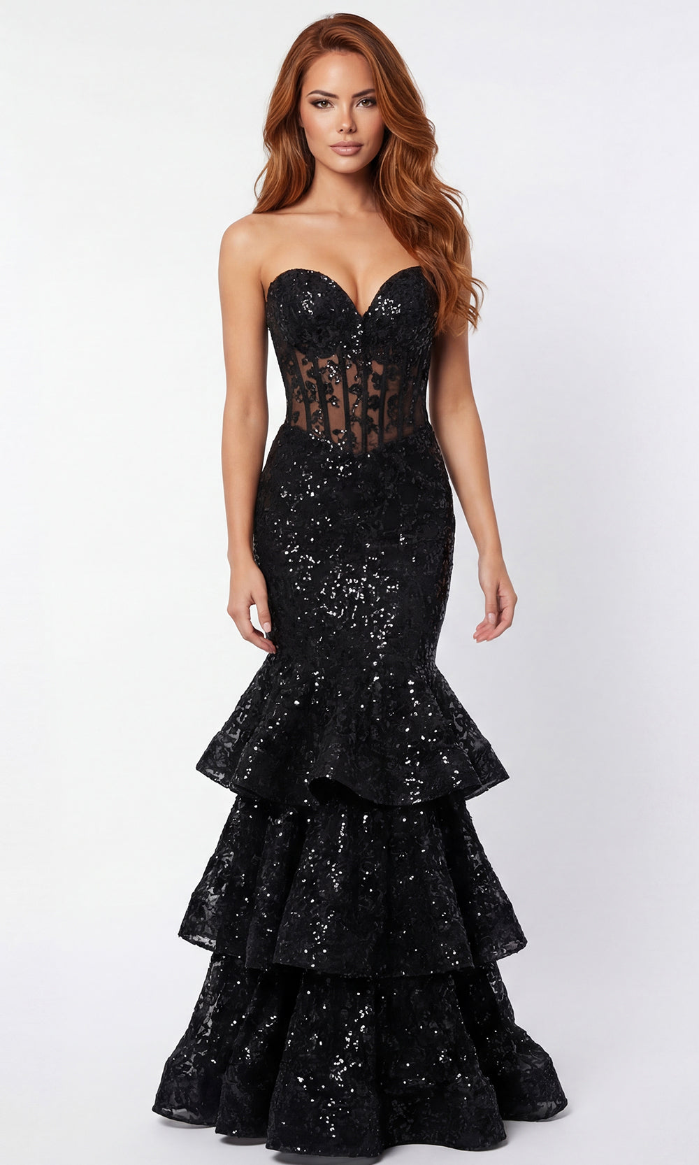 Jovani 46821 - Sequin Lace Mermaid Sweetheart Prom Gown - back view