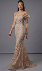 Jovani 46870 - Crystal Lattice Ruffled Sleeve Evening Gown - view 5