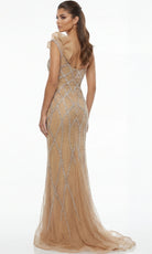 Jovani 46870 - Crystal Lattice Ruffled Sleeve Evening Gown - back view