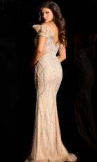 Jovani 46870 - Crystal Lattice Ruffled Sleeve Evening Gown - view 9