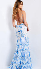 Jovani 46873 - Scoop Neckline Floral Tiered Gown - back view
