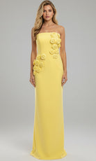 Jovani 46884 - Floral Applique Column Dress with Back Slit - designer prom dress at Silhouette Dresses