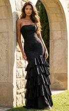Jovani 46909 - Strapless Rhinestone Ruffle Gown - designer prom dress at Silhouette Dresses