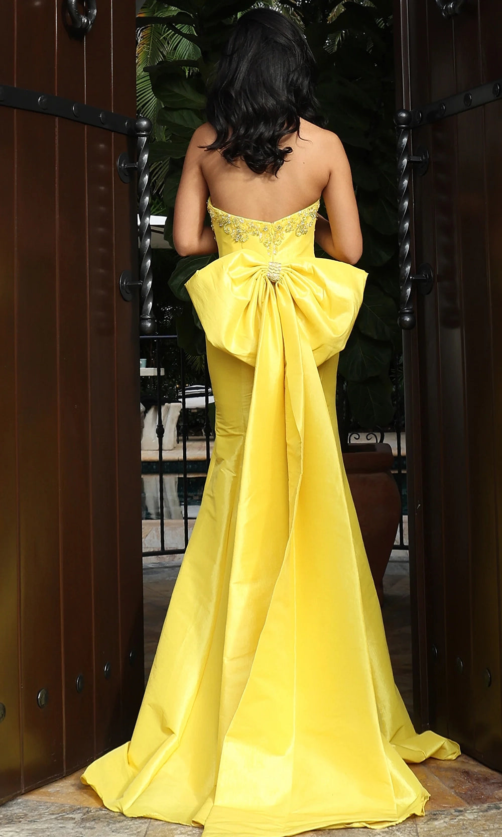 Jovani 46982 - Beaded Applique Mermaid Prom Gown - detail view