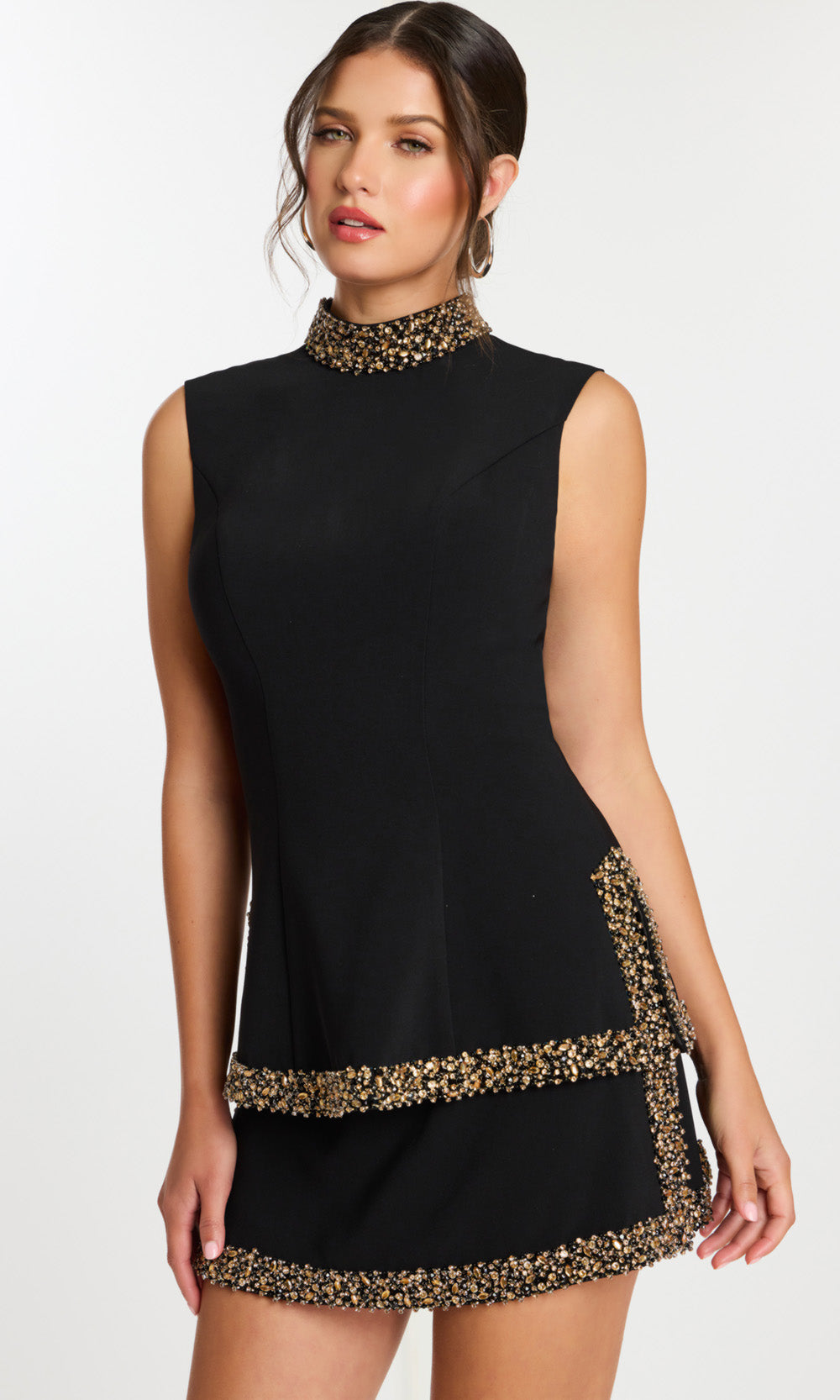 Jovani 46992 - High Neck Sheath Dress with Beaded Trim - back view