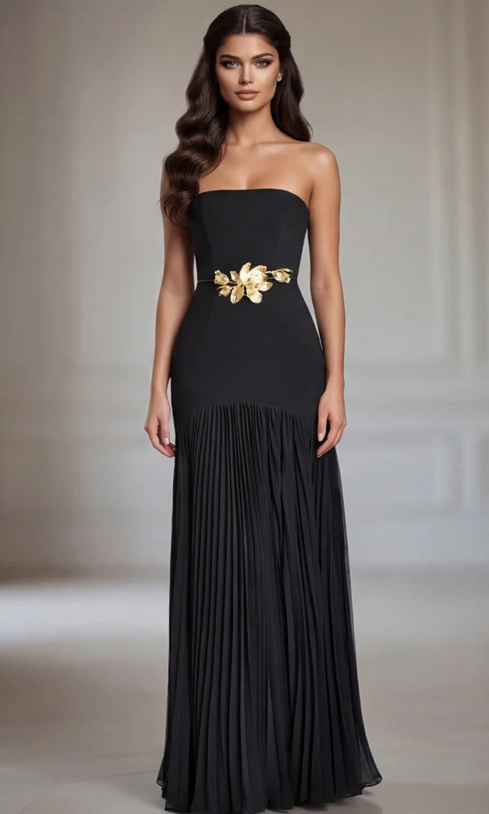 Jovani 47000 - Pleated Skirt Straight Neckline Long Dress - view 5