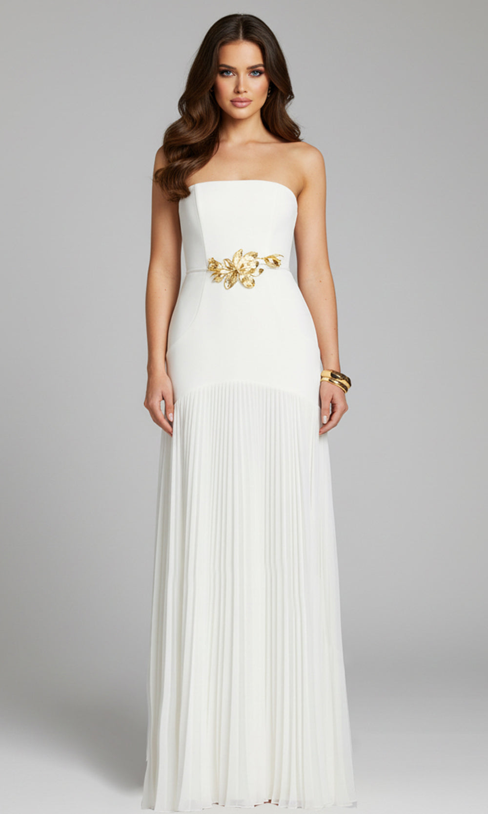 Jovani 47000 - Pleated Skirt Straight Neckline Long Dress - view 9