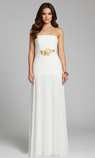 Jovani 47000 - Pleated Skirt Straight Neckline Long Dress - view 9