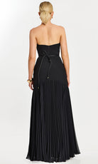 Jovani 47000 - Pleated Skirt Straight Neckline Long Dress - detail view
