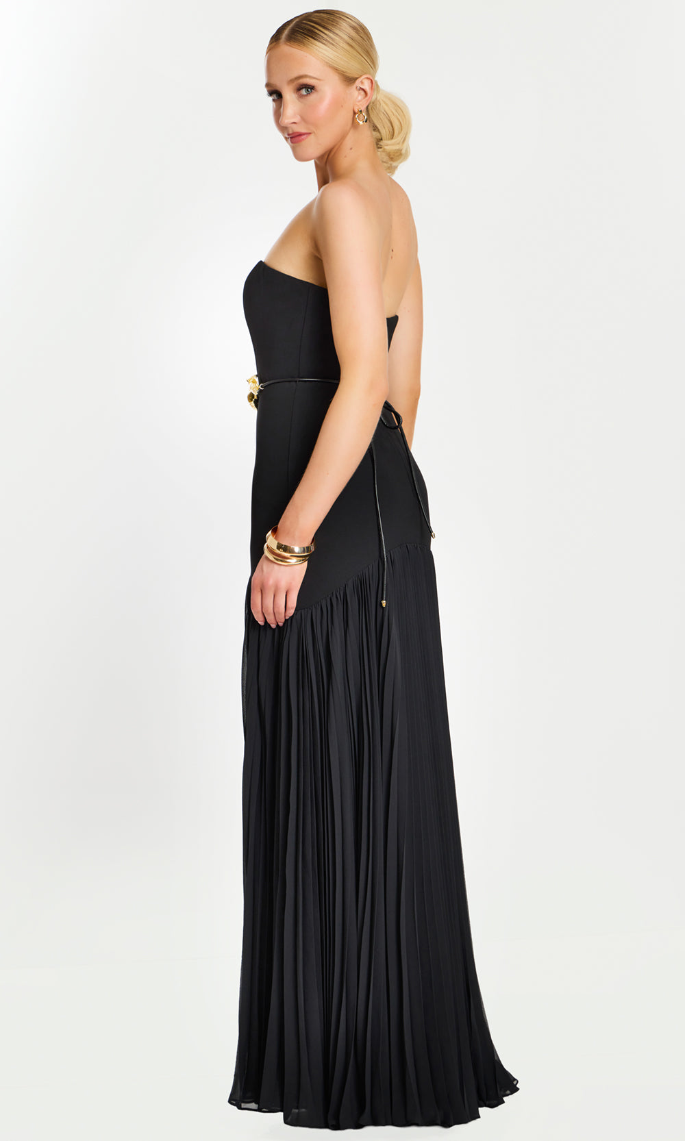 Jovani 47000 - Pleated Skirt Straight Neckline Long Dress - view 4