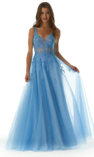 Mori Lee 49325 - Sequin Lace Applique Tulle A-Line Gown - detail view