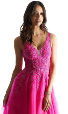 Mori Lee 49325 - Sequin Lace Applique Tulle A-Line Gown - view 6