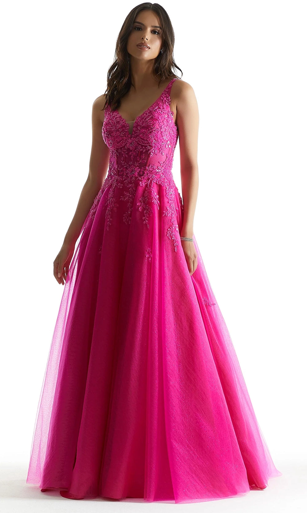 Mori Lee 49325 - Sequin Lace Applique Tulle A-Line Gown - view 5