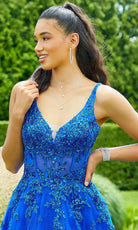 Mori Lee 49325 - Sequin Lace Applique Tulle A-Line Gown - view 8