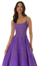 Mori Lee 49320 - Embroidered Satin Scoop Ballgown - detail view