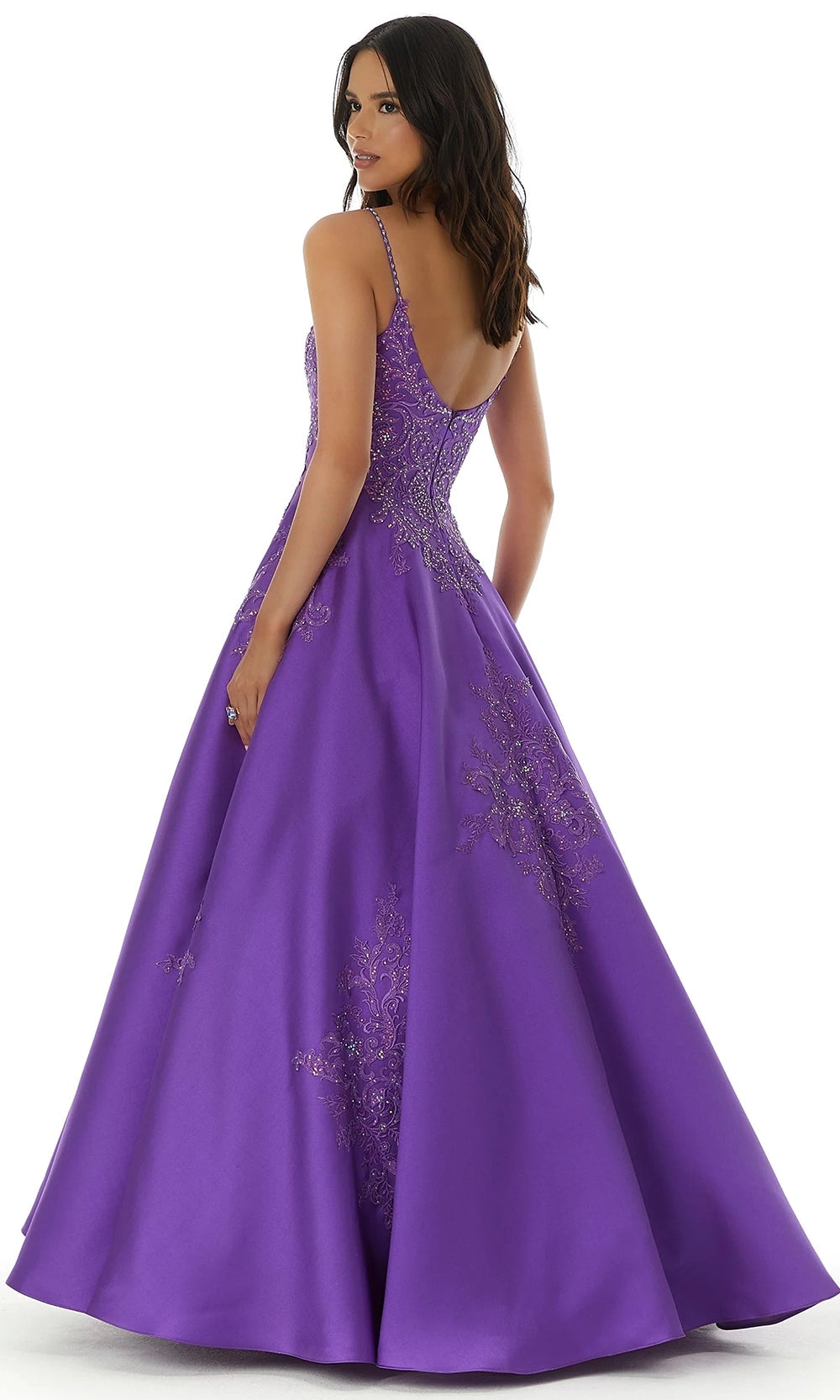 Mori Lee 49320 - Embroidered Satin Scoop Ballgown - view 4