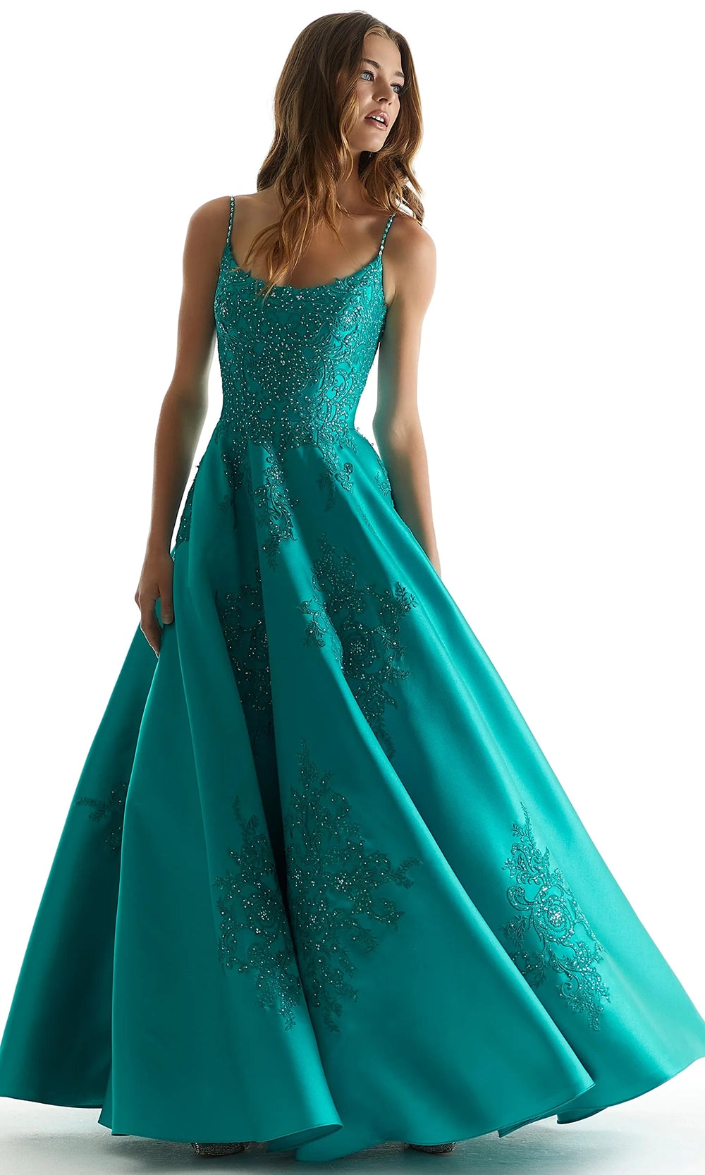 Mori Lee 49320 - Embroidered Satin Scoop Ballgown - view 9