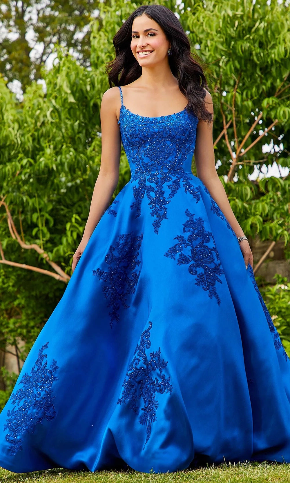 Mori Lee 49320 - Embroidered Satin Scoop Ballgown - view 5