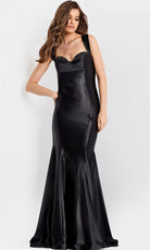 Jovani 47061 - Satin Sweetheart Neck Fitted Gown - detail view