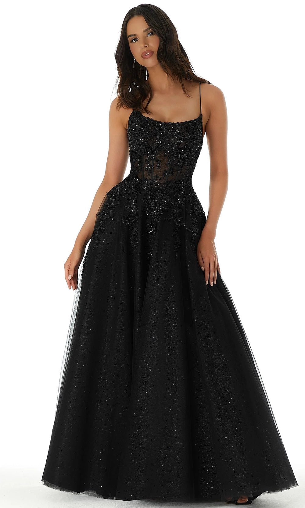 Mori Lee 49321 - Beaded Lace Applique Scoop Prom Gown - designer prom dress at Silhouette Dresses