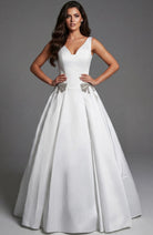 Jovani 47096 - Rhinestone Bow Strapless Satin Ballgown - back view