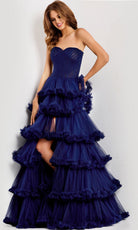 Jovani 47139 - Tiered Ruffle A-Line Prom Gown with Slit - back view