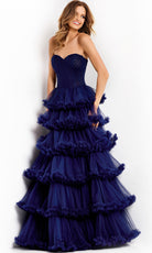 Jovani 47139 - Tiered Ruffle A-Line Prom Gown with Slit - designer prom dress at Silhouette Dresses