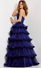 Jovani 47139 - Tiered Ruffle A-Line Prom Gown with Slit - detail view