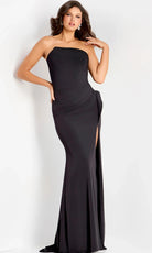 Jovani 47150 - Draped Column Gown with High Slit - designer prom dress at Silhouette Dresses