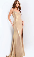 Jovani 47153 - Jeweled Bust Metallic Sheath Gown - designer prom dress at Silhouette Dresses