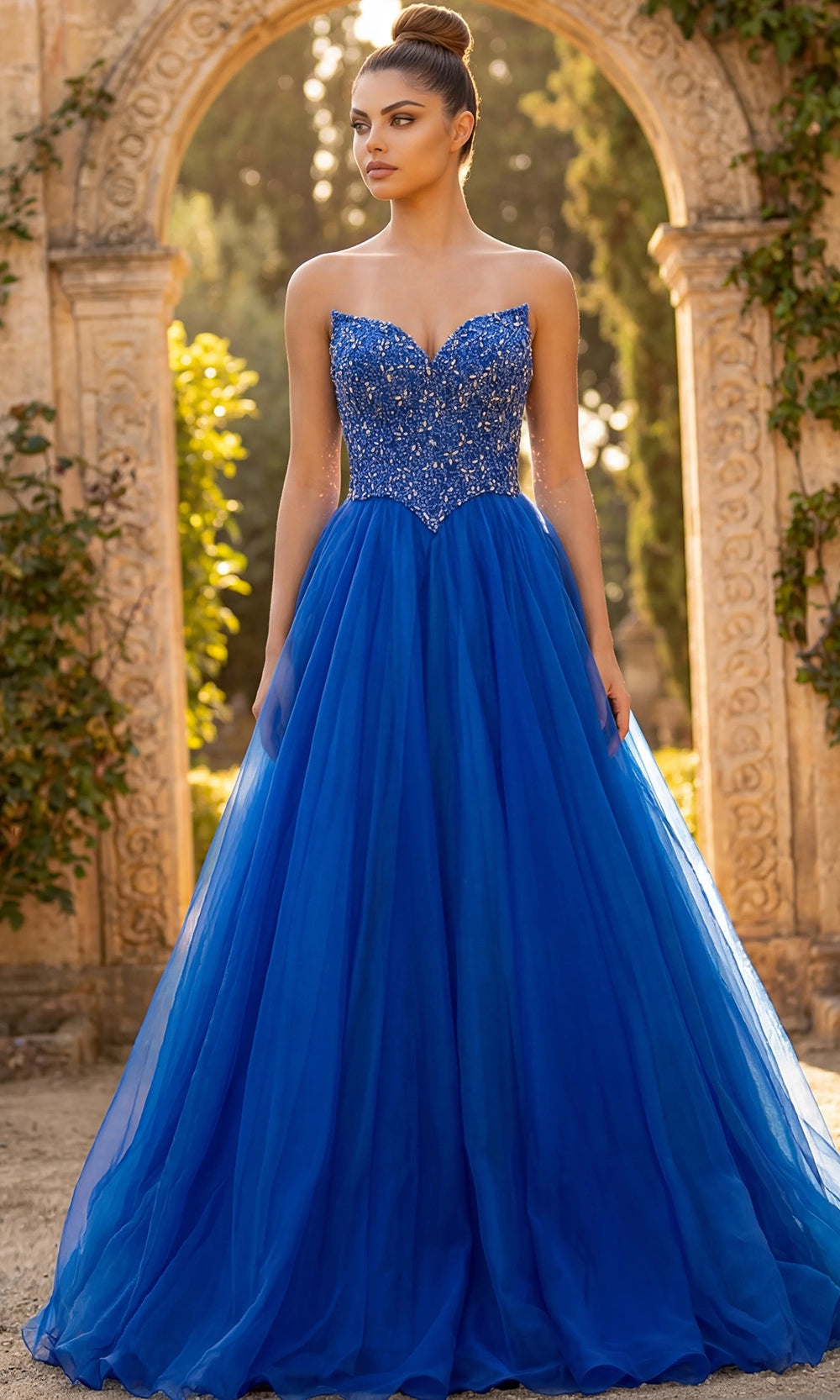 Jovani 47197 - Sweetheart Neckline Beaded Tulle Ballgown - designer ball gown at Silhouette Dresses