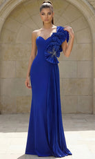 Jovani 47202 - Ruffle Shoulder Detail Sheath Evening Gown - back view