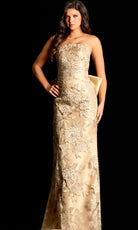 Jovani 47219 - Embroidered Column Gown with Oversized Bow - designer formal gown at Silhouette Dresses
