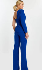 Jovani 47234 - One Sleeved Pantsuit with Crystal Buttons - detail view