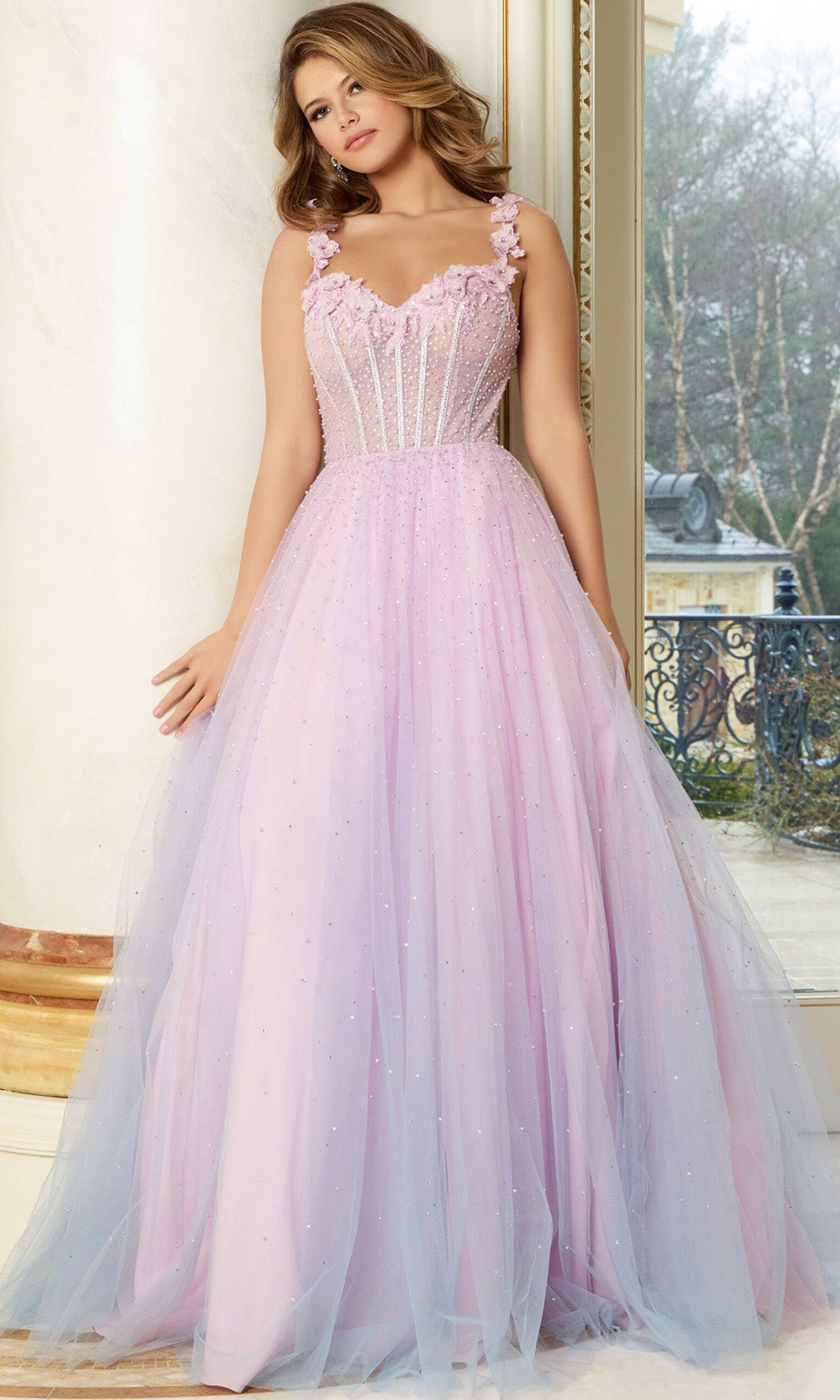 Jovani 47305 - Layered Ombre Skirt Sleeveless Gown - designer ball gown at Silhouette Dresses
