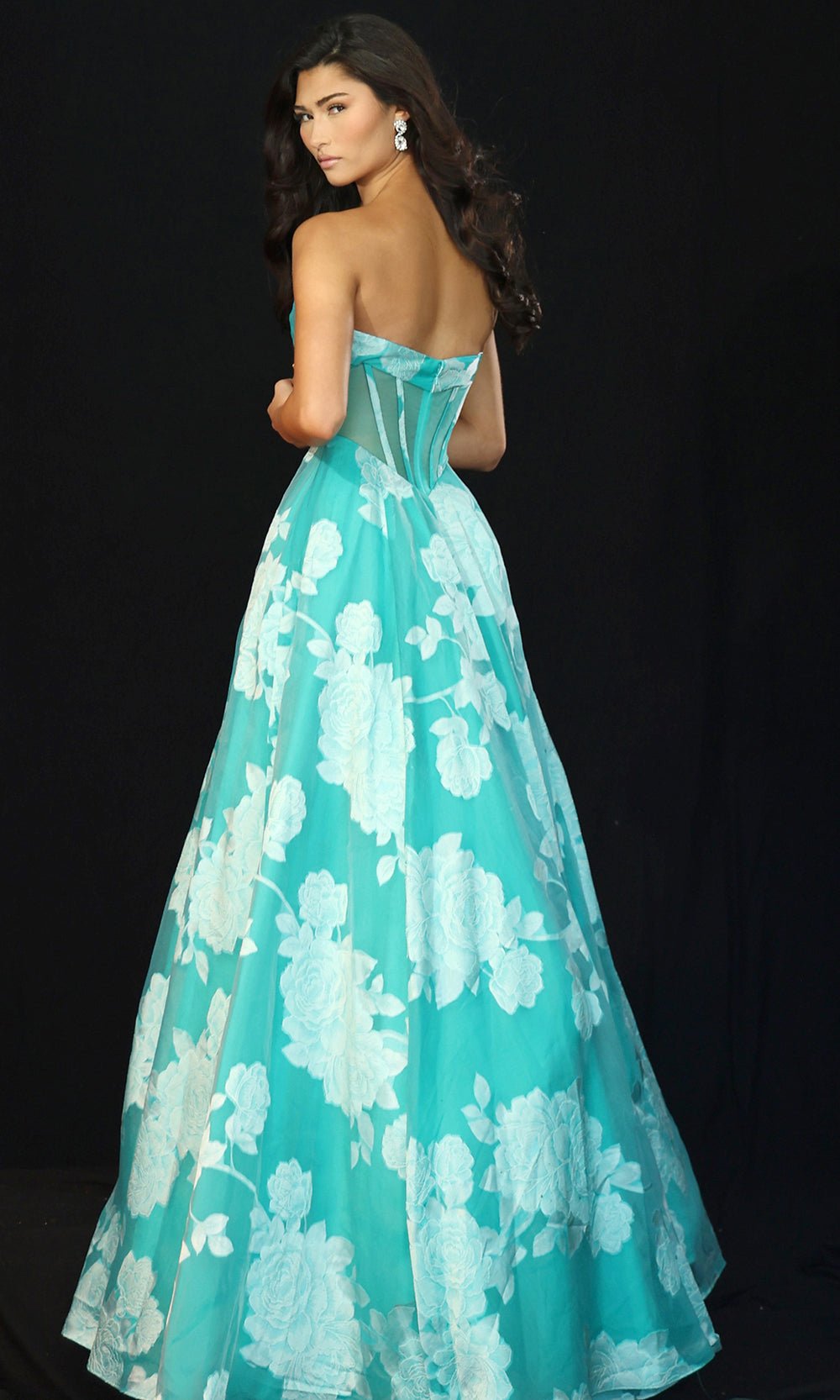 Jovani 47327 - Floral Embroidered Strapless Corset Gown - view 4