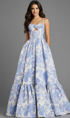 Jovani 47328 - Floral Jacquard Corset Ballgown - detail view
