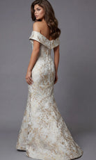 Jovani 47392 - Fold-Over Neckline Brocade Mermaid Gown - back view